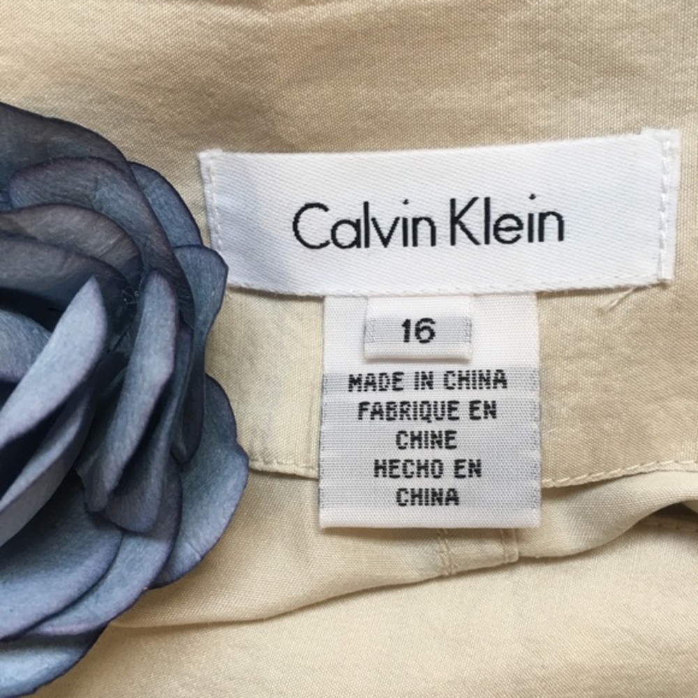 Calvin Klein Short Belted Khaki Silk Bamboo Pockets Midi Skirt Women's 16 - Picture 6 of 7